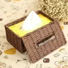 1PC Rattan Tissue Box Home Decoration Handmade Desktop Decoration Simple Retro Tissue Box Storage Caja De Pañuelos Hecha A Mano 3