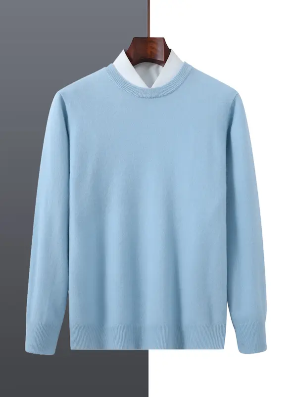 Basic 100% Merino Wool Men's Sweater Autumn Winter Male Knitted Pullover Long Sleeve Clothing Tops Cashmere Blouse O-Neck Fleece - Image 16
