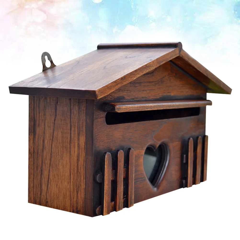 

Wooden Mailbox Outdoor Waterproof Suggestion Box Letter Envelopes Post Box for Home School Office Company x x