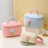 Women's Fashion Tulip Flower Pouch - Large Capacity Travel Cosmetic Bag, Zipper Storage, Portable Makeup Organizer 1
