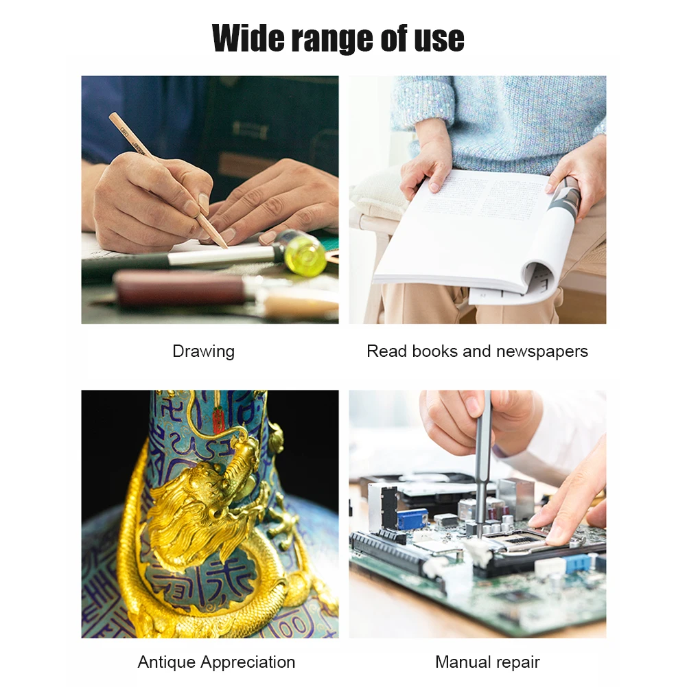 LED Light Headband Magnifier 1.5x 3x 8.5x 10x Illuminated Magnifier Lightweight Adjustable Band Watch Repair Supplies