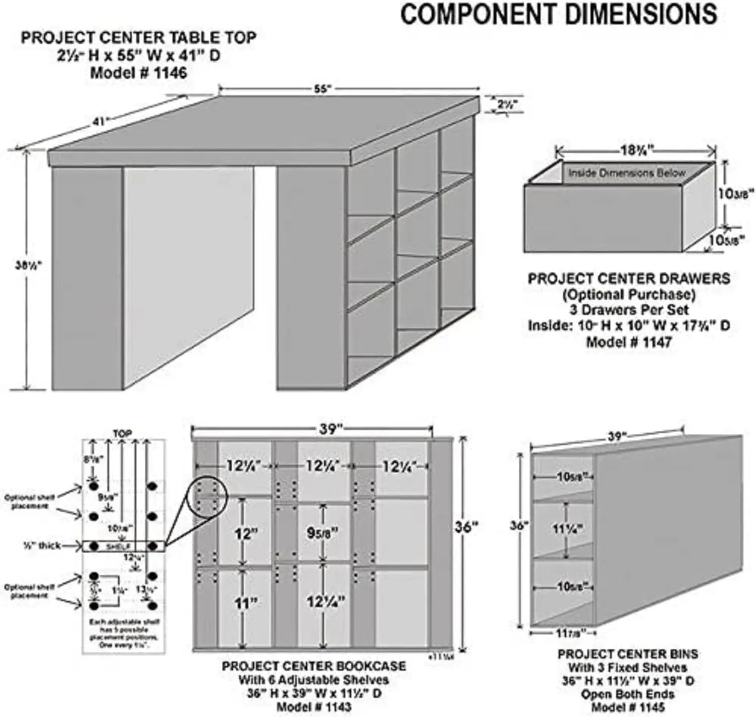 Description Picture 3 of itemBookcases Project Center Desk with 2 Bookcase Sides Organize All Your Projects & Hobbies 41"D x 55"W x 38.5"H Oak