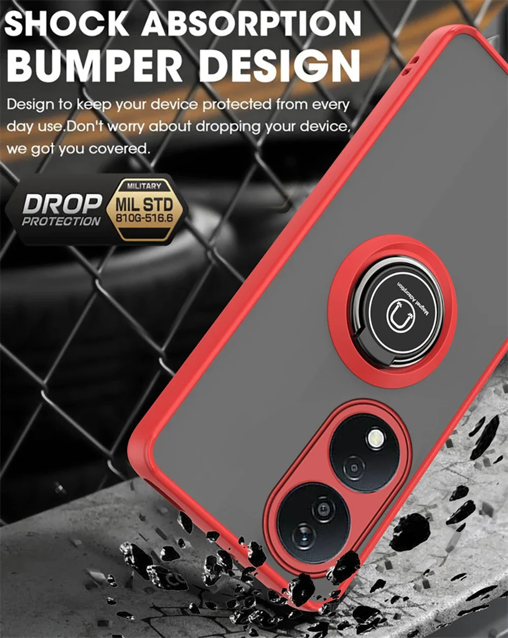 Magnet Holder Ring Shockproof Matte Armor Case - Durable Protection