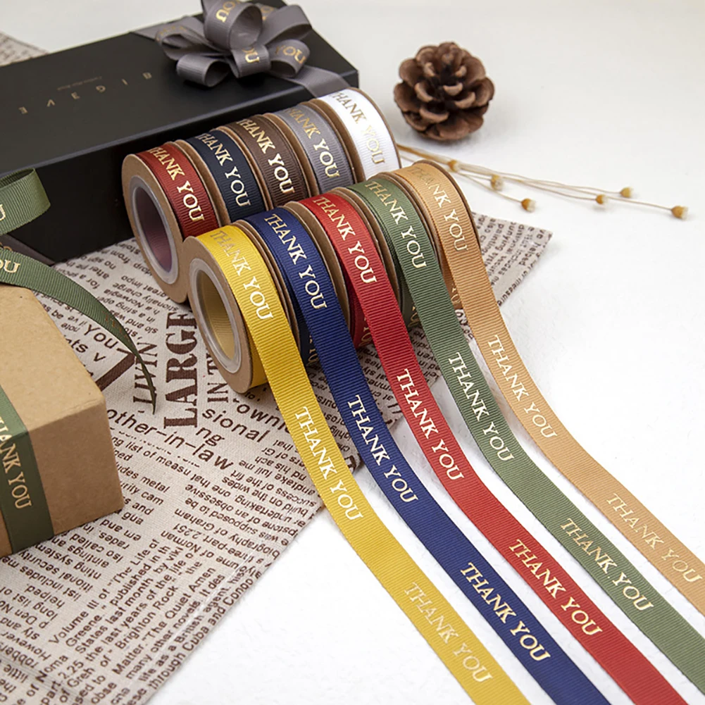Satin Ribbon 9 Metre/Roll Thank You Polyester 15MM DIY Bow Make Crafts Card Gifts Wrapping Flowers Floral Tied Accessories