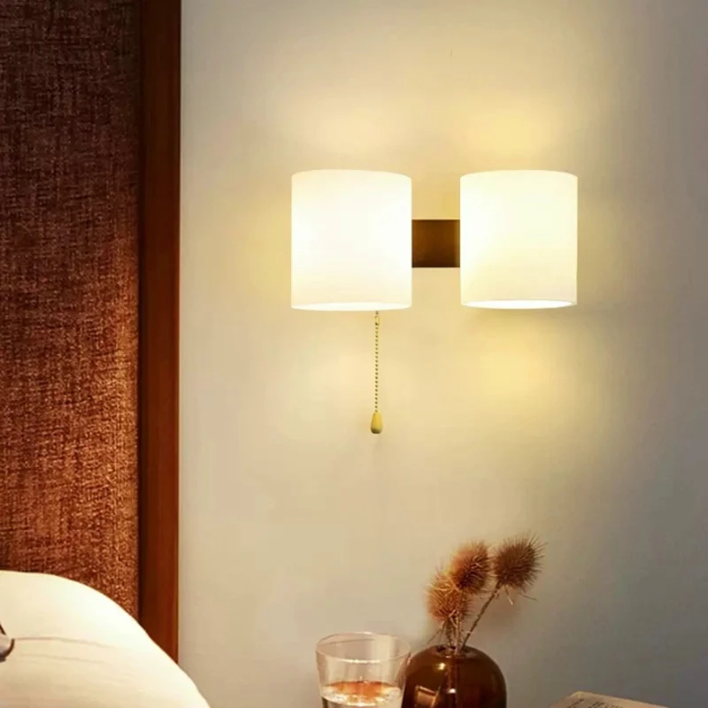 LED Wall Lamp Walnut Color Wood Wall Lamp LED E27 Bulb Bedroom Bedside Wall Light for Living Room Study Stair Corridor Entrance Indoor Fixture