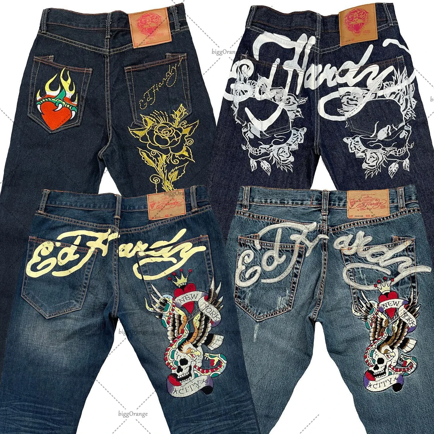 Unisex Y2K Hip-Hop Jeans - Gothic Streetwear Hoch Tailliert & Zerrissen