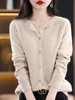 Addonee Women 100% Merino Wool Sweater Cashmere O-neck Cardigan Raglan Sleeve Classical Knitwear Solid Fashion Basic Clothing 5