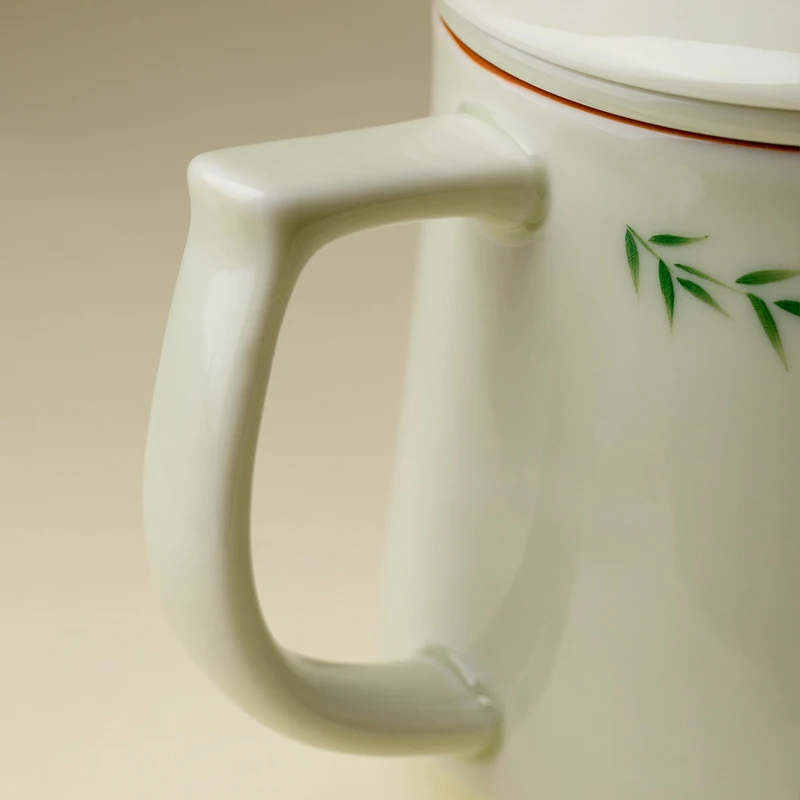 Chinese Style Ceramic Mugs, Home Personal Office Creative Teacup With Cover, Filtered Tea Water Separation, Tea Cups, 300ml, 1Pc