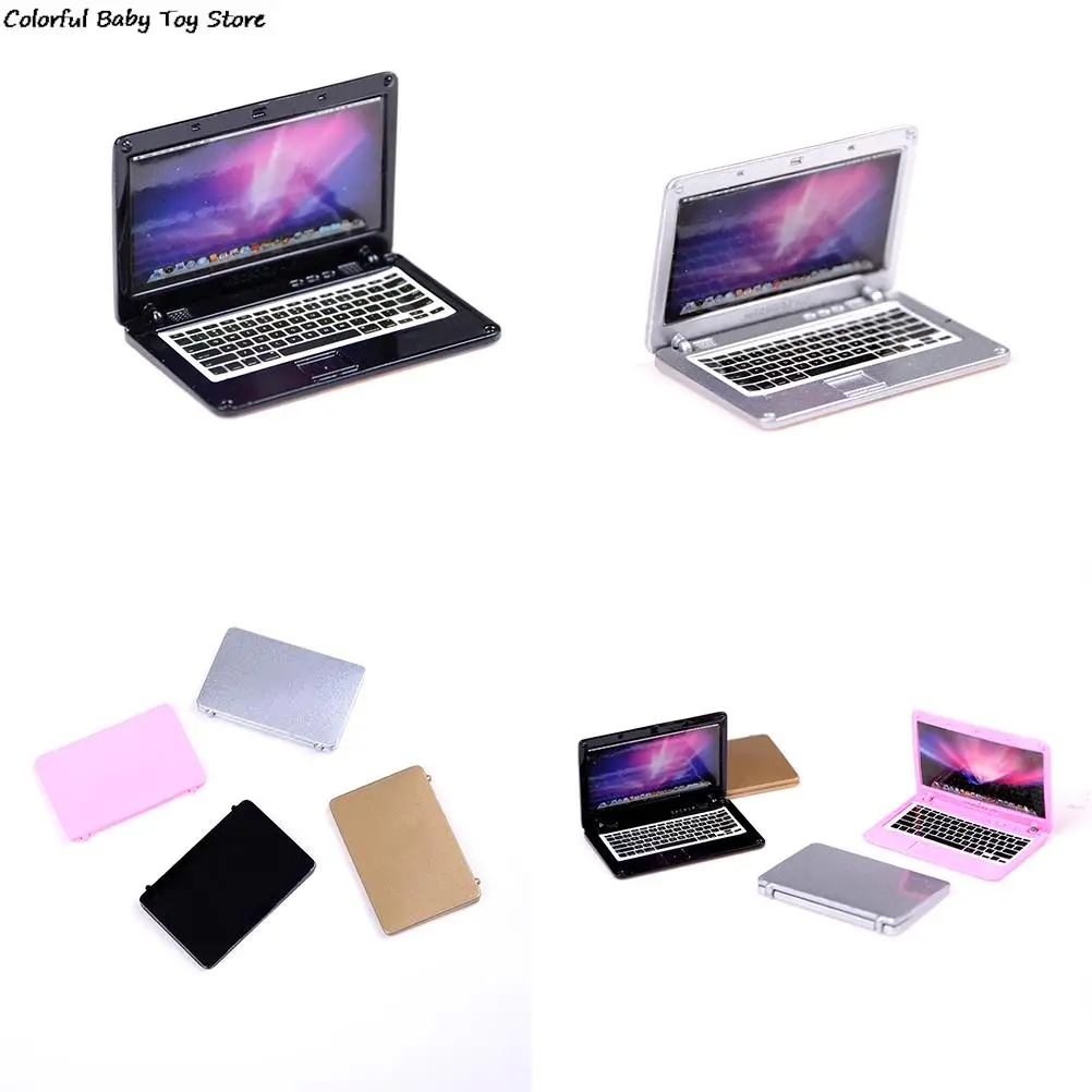 1:12 Scale Mini laptop computer doll house scene Miniature laptop computer simulation doll accessories for Living Room Decor 5