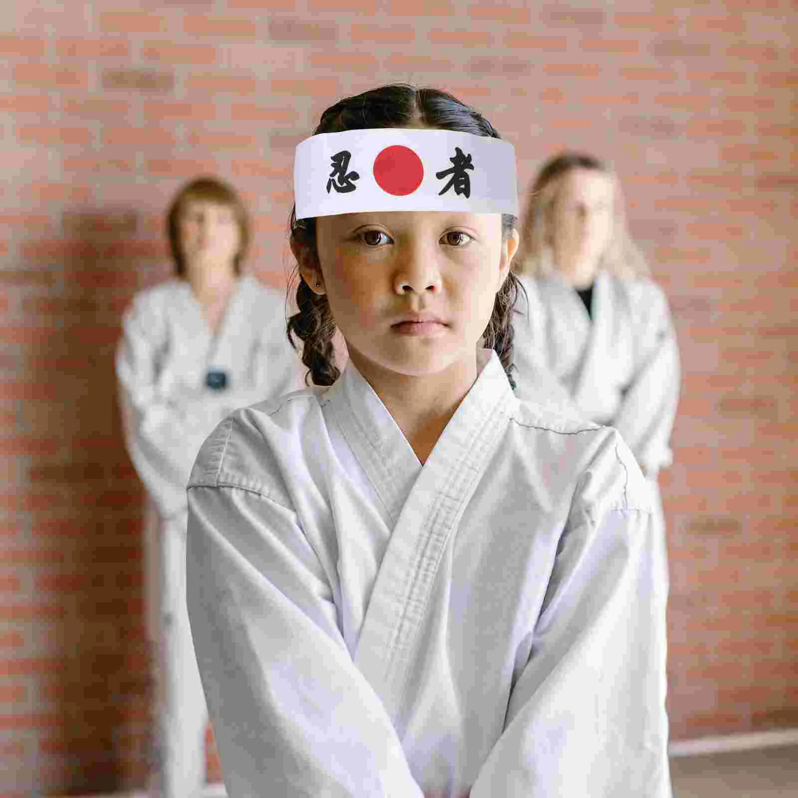 Headgear Ninja Print Headband Sushi Chef Handkerchief Japanese Men White Karate Fitness 4