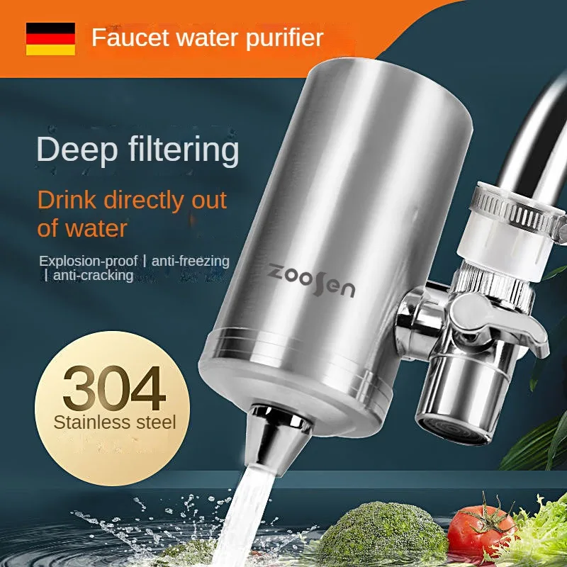 7 Layer 0.1μm Drinking Water Faucet Purifier Tap Filter Stainless Steel Ceramic Activated Carbon KDF Cartridge Kitchen Bathroom visible kitchen bathroom tap water purifier faucet 7 layer 0 1μm ceramic composite filter element washable replaceable drinkable