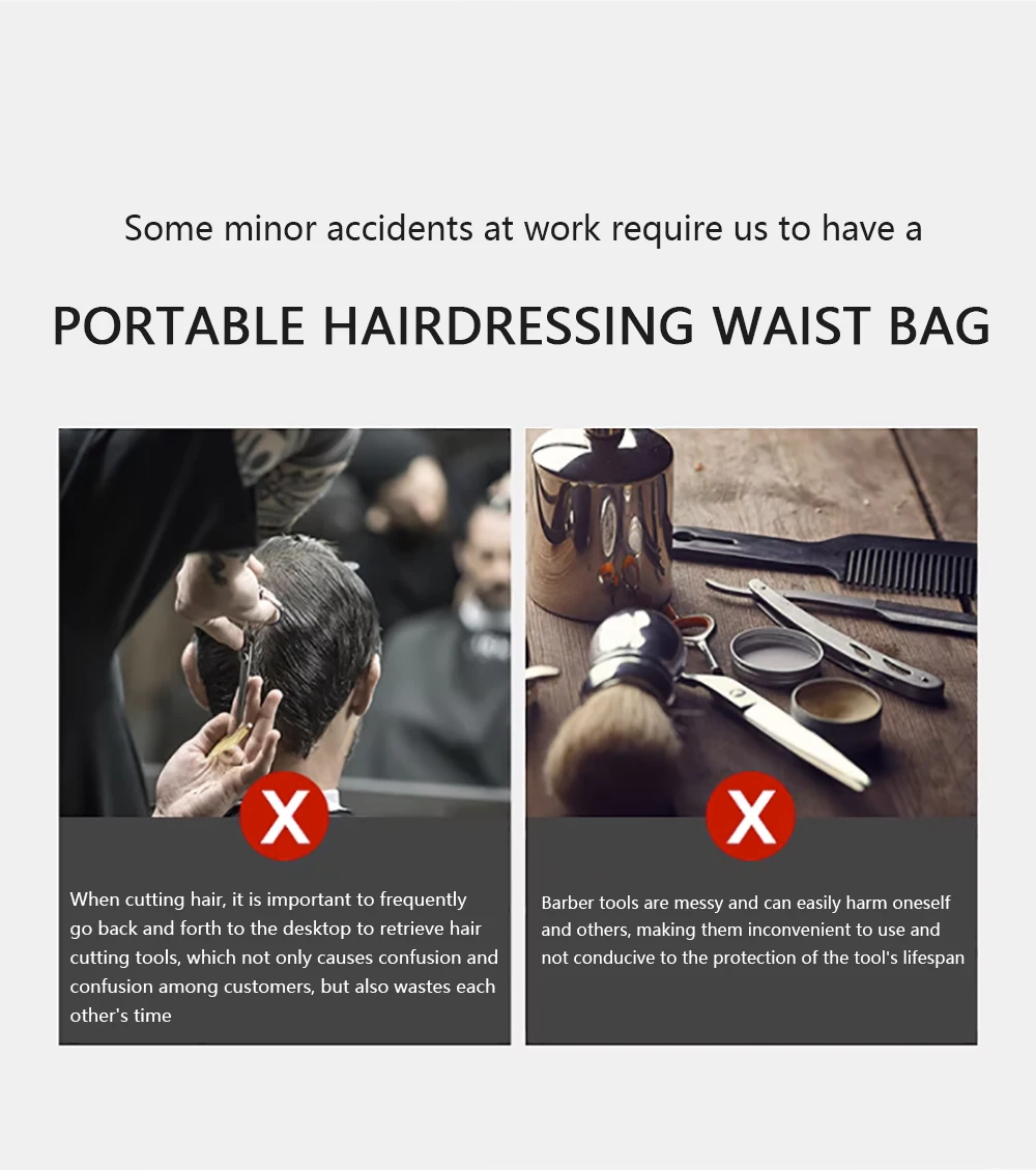 Description Picture 4 of itemNew Barber Hair Scissors Bag Hairdressing Tools Scissors Kit Bags 7 Grids Barber Scissor Holster Pouch with Removable Belt