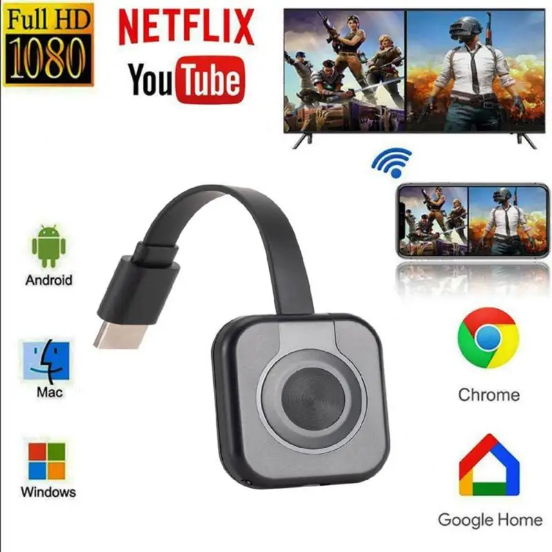 4K Wireless Adapter HDMI-compatible 2.4G/5G Wifi Display Receiver Extender Dongle Mirror Screen TV Stick |