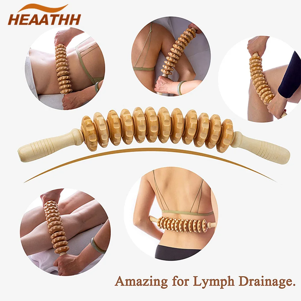 12 Wheel Wood Therapy Roller Massage Tool, Curved Designed Maderoterapia Colombiana Massager, Lymphatic Drainage Therapy 12 wheel wood therapy roller massage tool curved designed maderoterapia colombiana massager lymphatic drainage therapy
