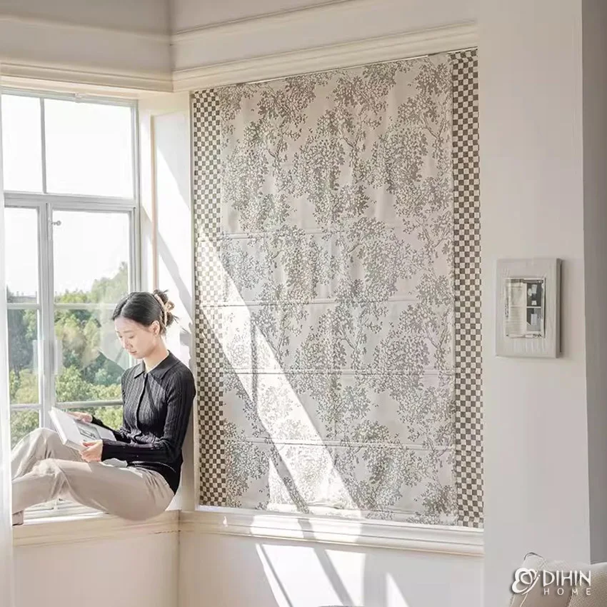 

High Quality Printed Customized Roman Shades Light Filter/Blackout Window Blinds For Living Room Easy to Install