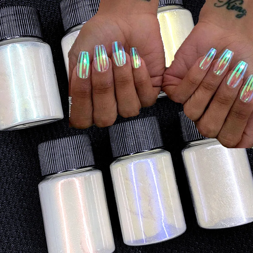 

1 шт. хромовый порошок для ногтей пигмент жемчужное зеркало белый дизайн ногтей Блеск 10 г бутылка * 50 цветов хромовые порошки и пигменты хром...