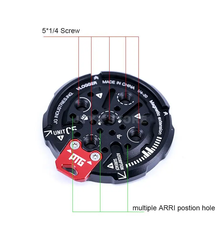 Vlogger Magnetic Holder Base Plate with ARRI Position for Mobile Phone iPhone Ma