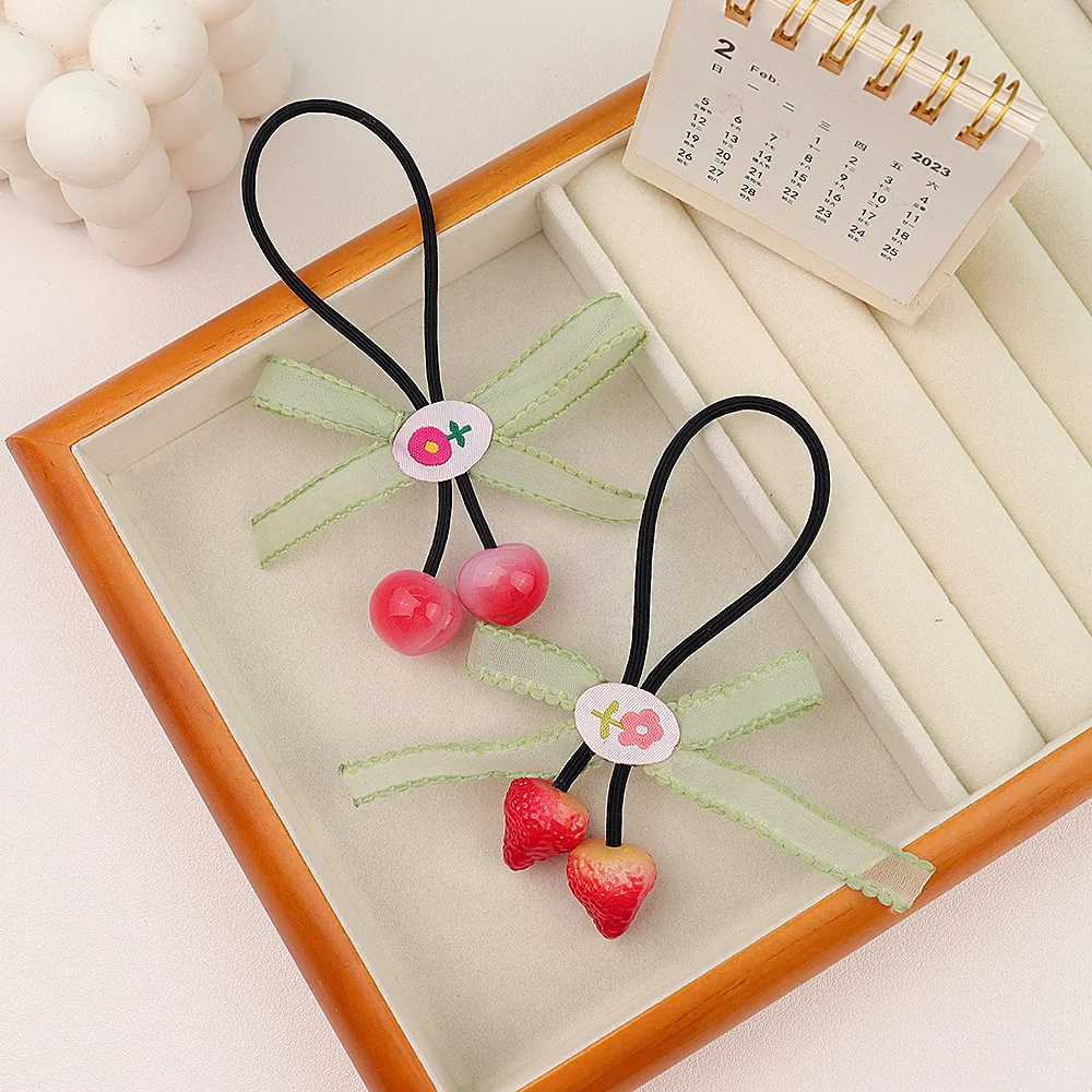 

1PC New Cherry Bow Girls Lovely Kids Elastic Hair Bands Hair Accessories Children Hair Ties Baby Headwear