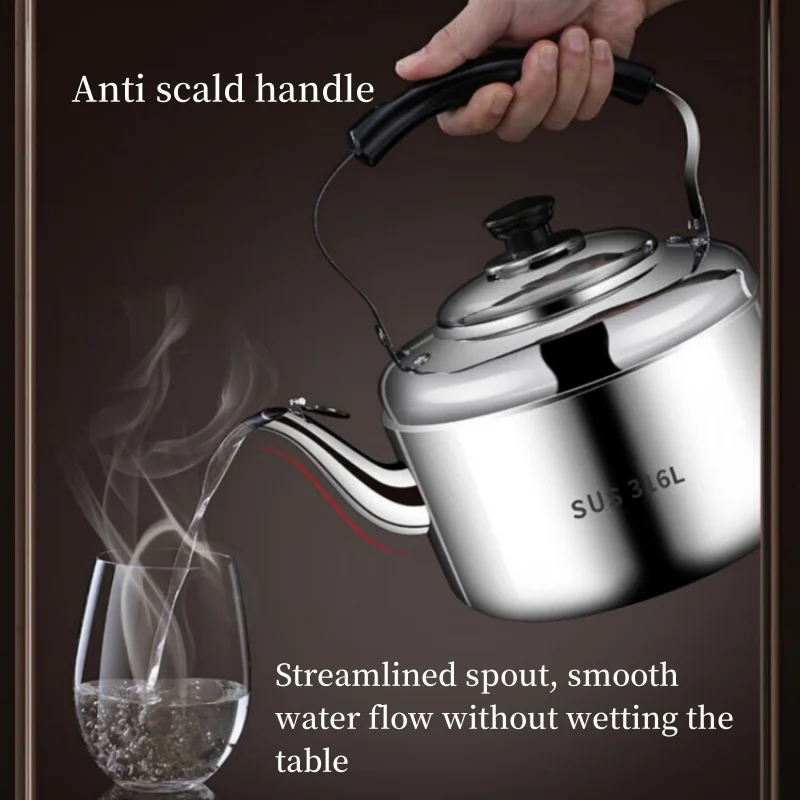 CYCIYUBENSE 316 Stainless Steel Kettle with Thickened Bottom and Whistle Sound for Gas Stove and Induction Cooker