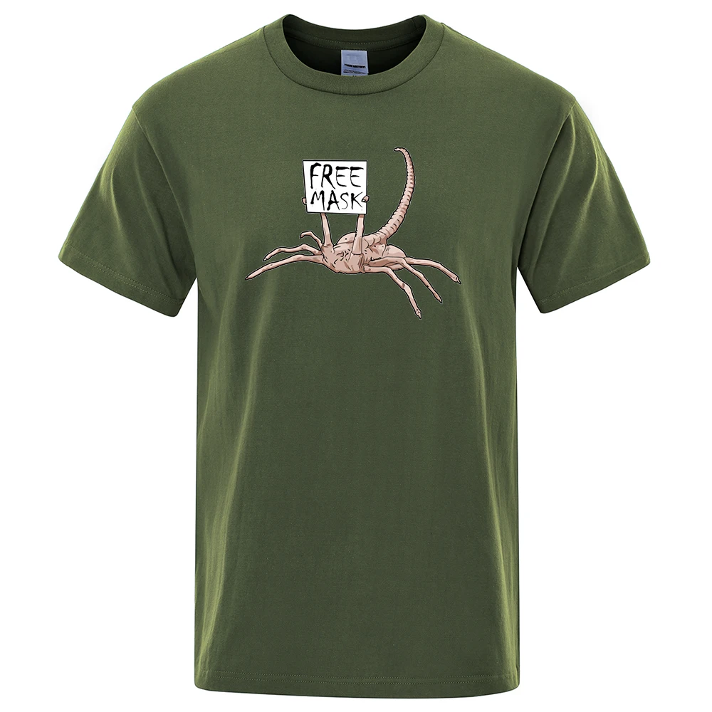 Alien Free Mask Printed T Shirt Men Horror Scorpion T-Shirts Summer Cotton Breathable Clothes Hip Hop Cotton Streetwear Unisex
