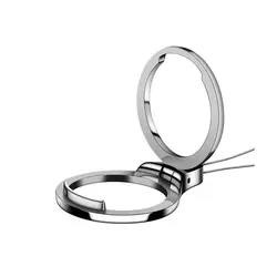 Universal 2 - in - 1 Finger Ring and Lanyard Mobile Holder with 360 - Degree Rotating Metal Stand (Silver)