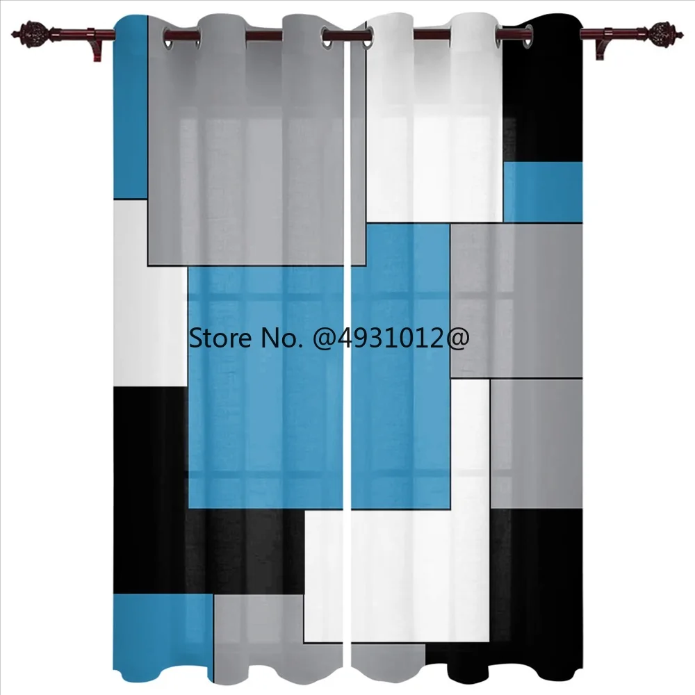 

2023 Blue Black Grey Abstract Blackout Curtains for Living Room Bedroom Kitchen Window Treatments Valance Home Decor Drapes