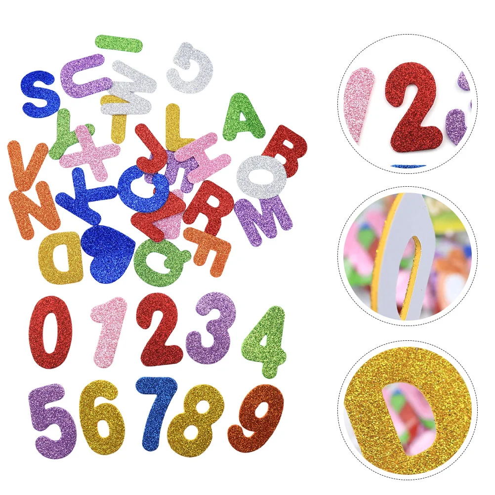 

2 Packs Alphanumeric Patch Stickers Supplies Scrapbook DIY Decor Self-adhesive Alphabet Lovely Reward Letter Bright for