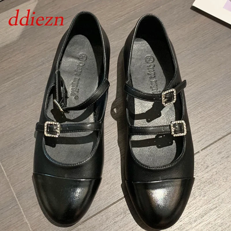 

Туфли женские с круглым носком, модная повседневная Летняя обувь с закрытой пряжкой, Стиль Мэри Джейн