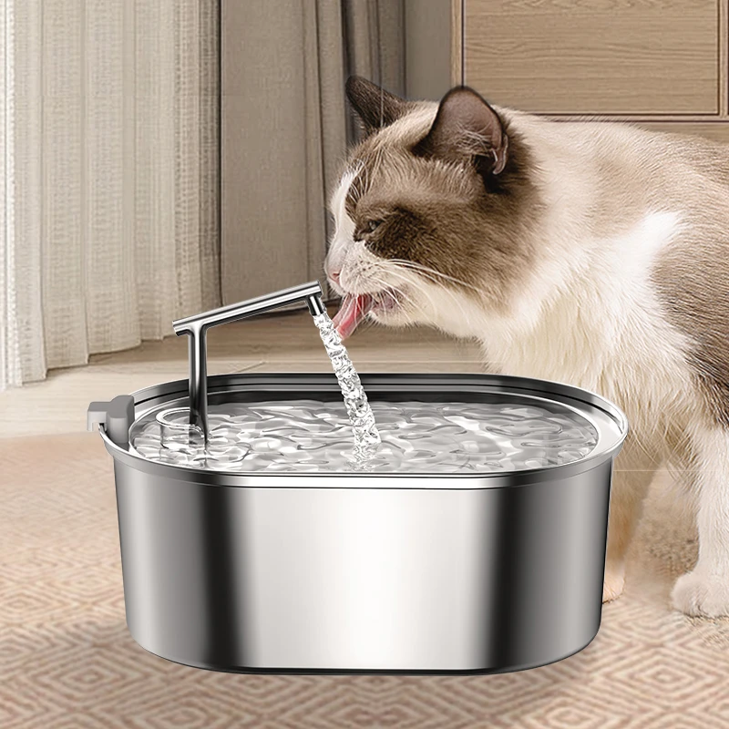 ROJECO Stainless Steel Cat Water Fountain Automatic Cat Drinker