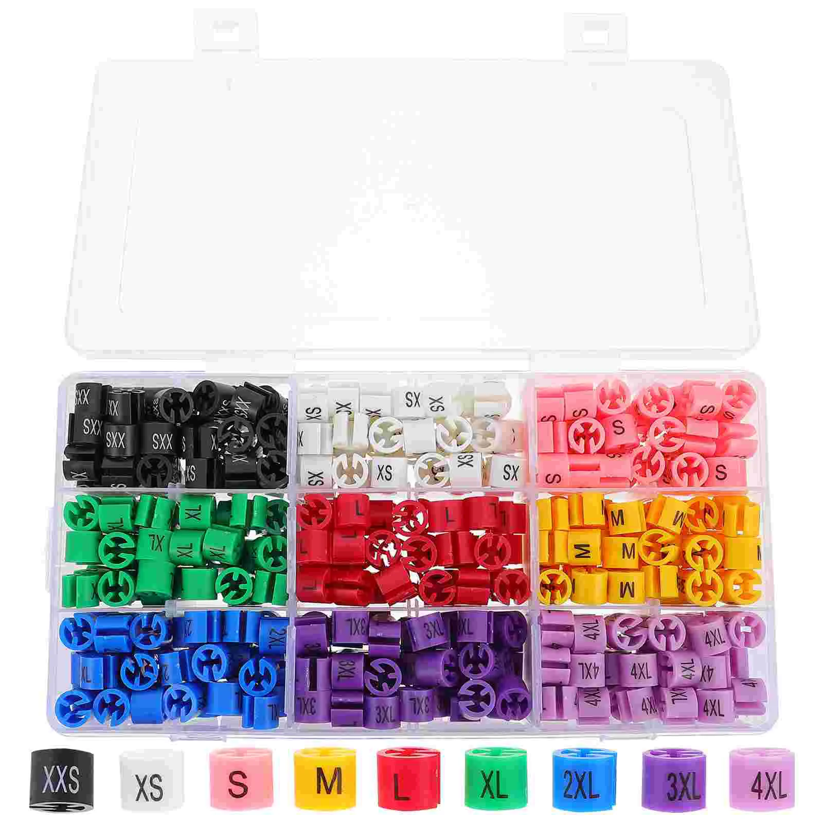 

450 Pcs Clothing Hanger Size Buckle Outfits Sizes Markers Assortment Kit Plastic