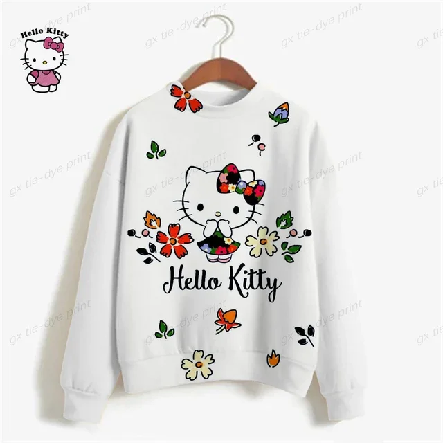 thumbnail image 1 of Sudadera con capucha para mujer, con estampado de HELLO KITTY, manga larga, talla grande, informal, para otoño, y2k, 1 of 5