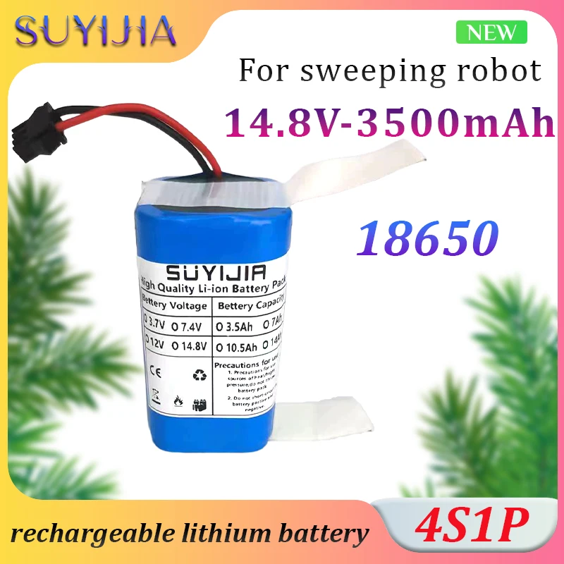 

14.8V Rechargeable Lithium Battery 4S1P 18650 3500mAh Suitable Vacuum Battery-for-Xiaomi Robot Vacuum Cleaner with Built-in BMS