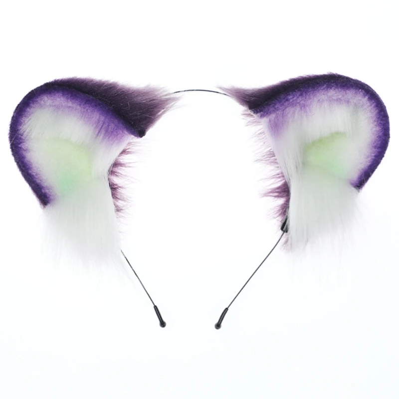 

Маскарадный обруч для волос с волчьими ушками, плюшевая повязка на голову для девочек, этническое украшение для волос 28TF