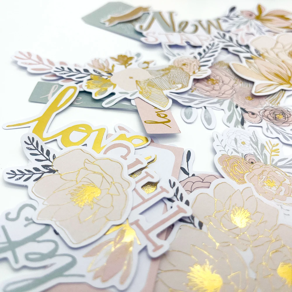 Paper Stickers Decorative Labels Stickers 118pc Creative Path Paper Die Cuts Ephemera Shapes Embellishments Foil Craft Material Scrapbooking Cardmaking Journal Decoration