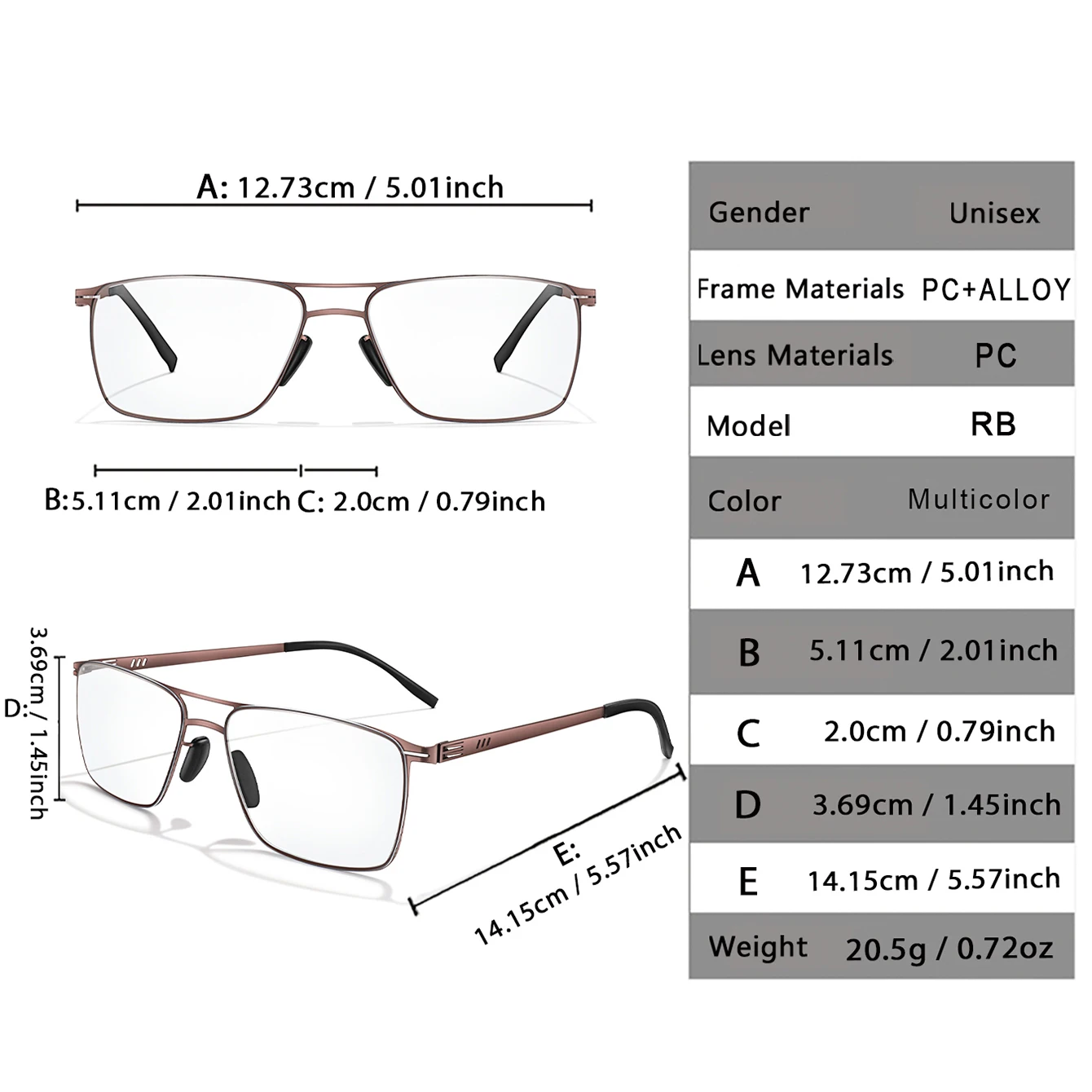 Fashion Rectangular Metal-Frame Glasses daily wear