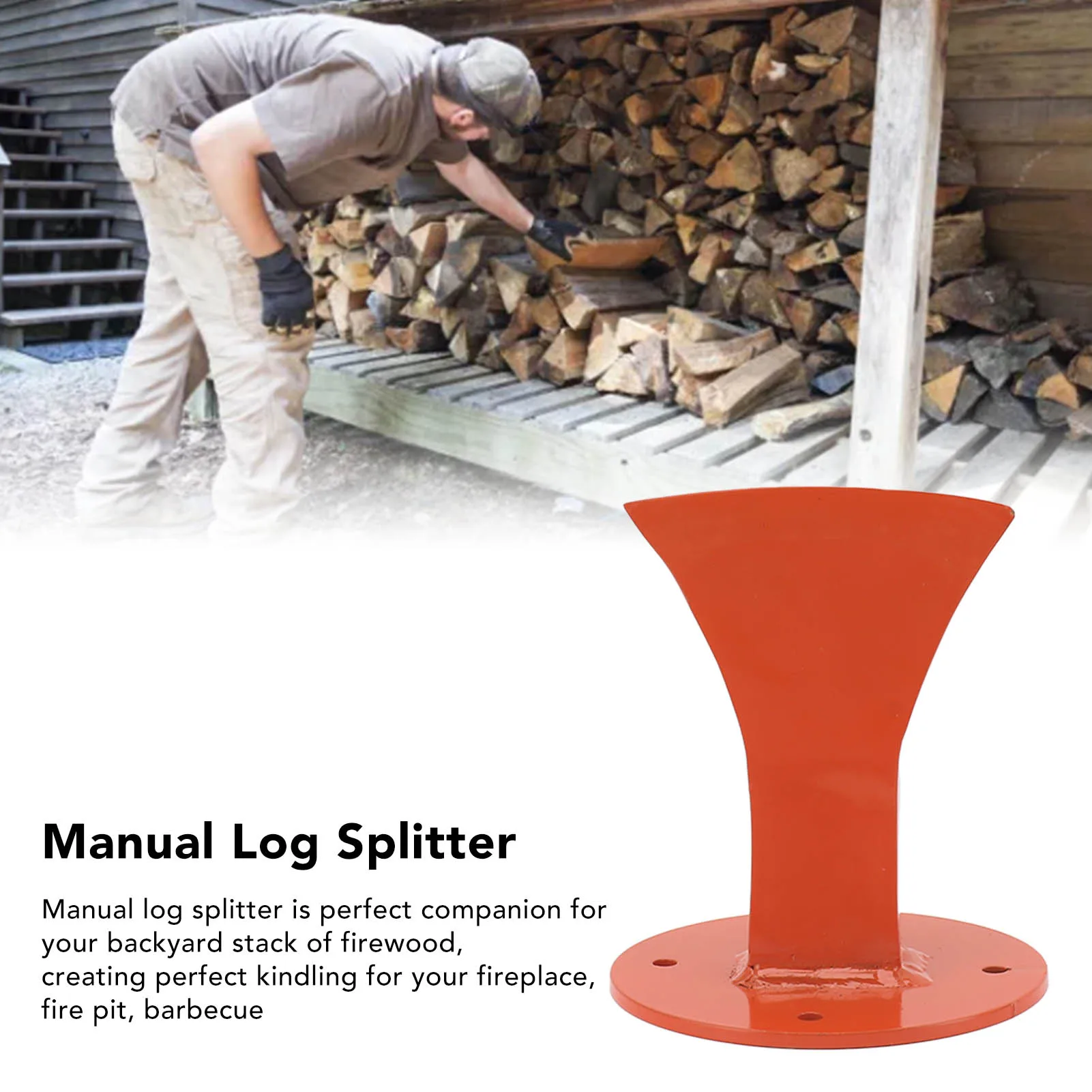 Firewood Splitter Safe Manual Wood Splitter Rustproof Forged Steel Antislip Lightweight Efficient for Outdoor