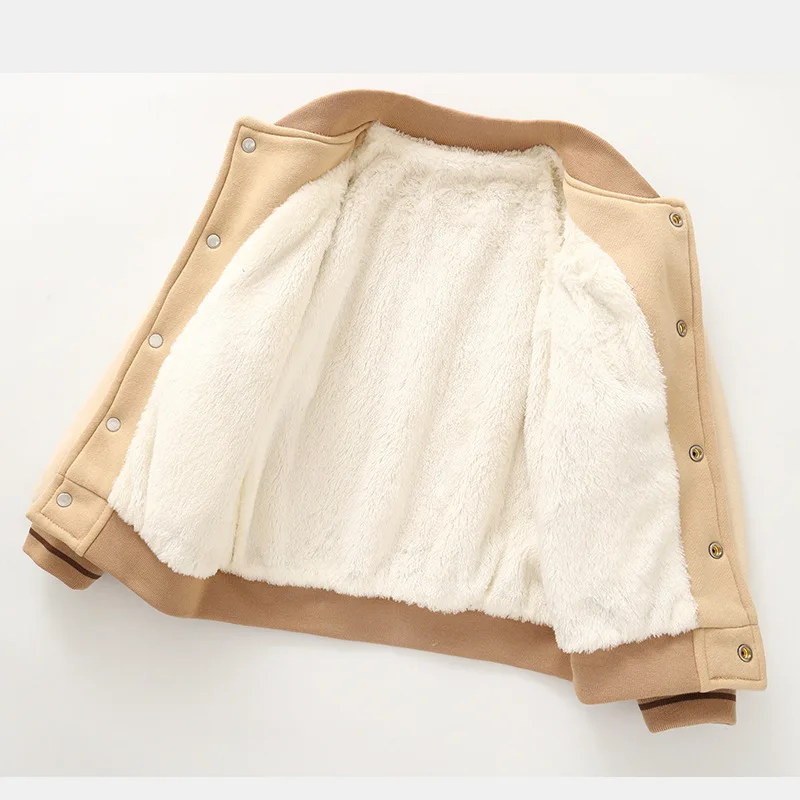 0-5 Y Autumn and Winter Baby Clothes Plush Baseball Jacket Cotton Clothing Girls Babies Boys Thick Top Children's Hoodie