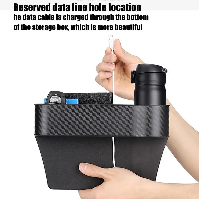 2pcs Car Seat Crevice Filler Storage Box With Cup Holder Auto Left Right Side Pocket Car Seat Crevice Slit Storage Holder