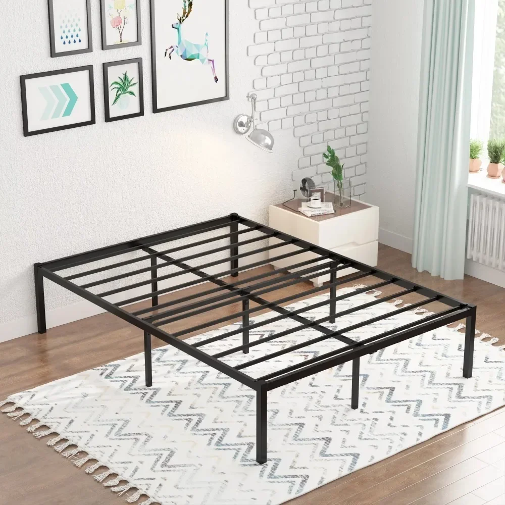 Queen size Bed Frame, Foundation High Bed Frame with Under-Bed Storage, 16 Inch Queen Metal Bed Frame