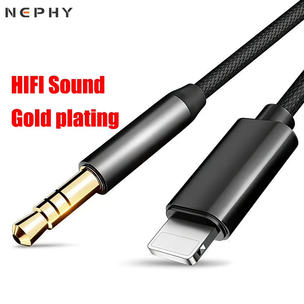 Premium Gold-Plated AUX Cable Lighting to 3.5mm Audio Cord