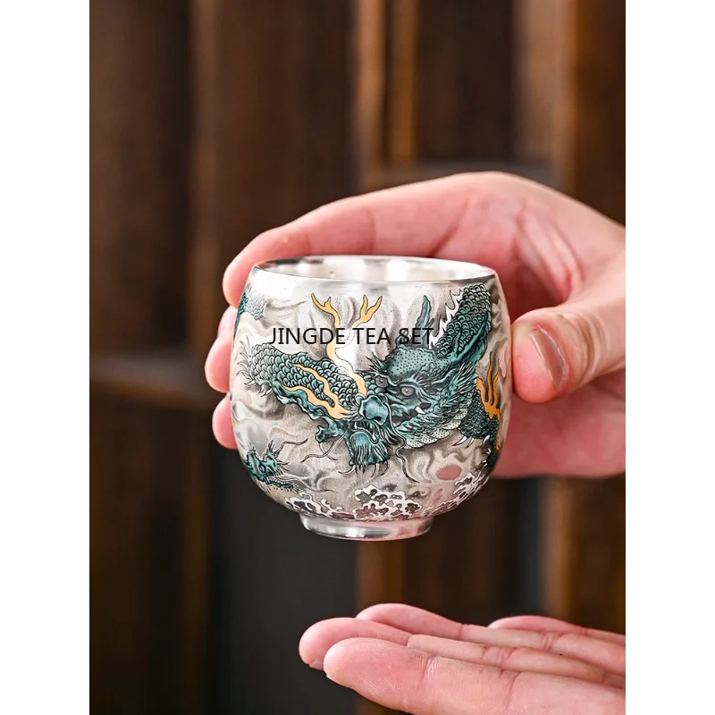 High end ceramic gold-plated tea cup set Chinese retro master cup Kung Fu tea set