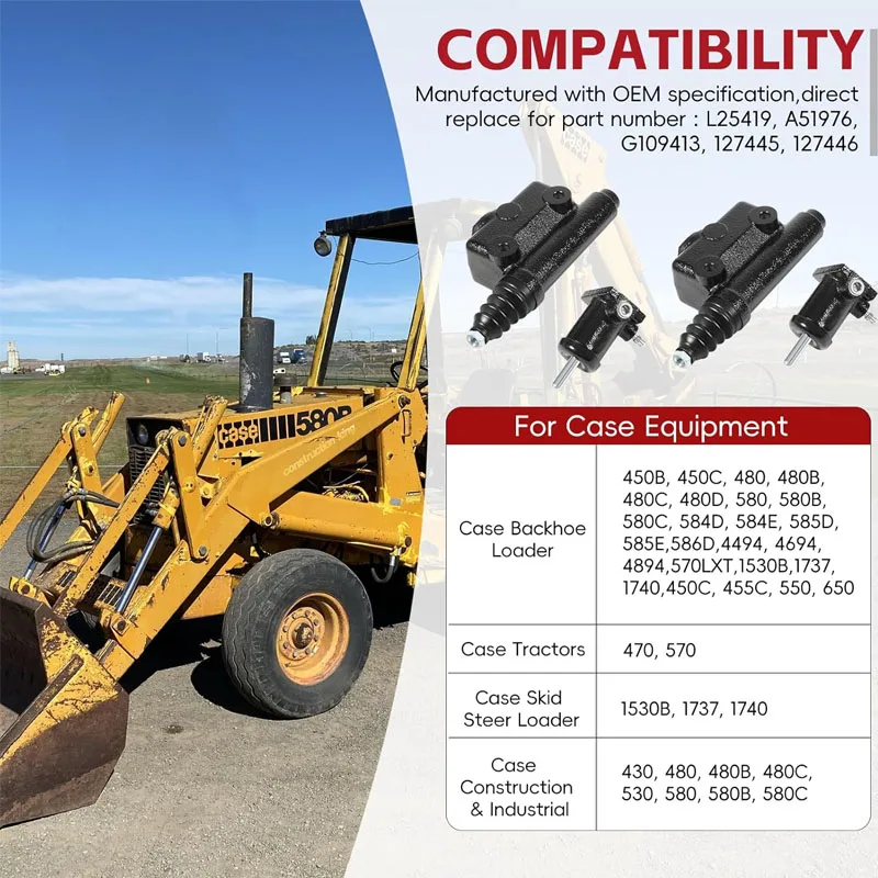 #A51976 ,#L25419 Brake Masters & Slave Cylinders Kit For Case Backhoes 430 450 450B/C 480 480B/C/D 580 580B/C 850B/C/D 855C