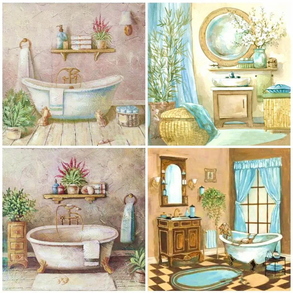 HUACAN-5d-Diy-Diamond-Painting-Landscape-Mosaic-Bathroom-Decoration ...