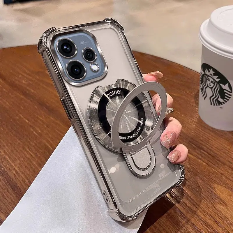 Luxury Electroplated Silicone Transparent Stand Phone Case Cover