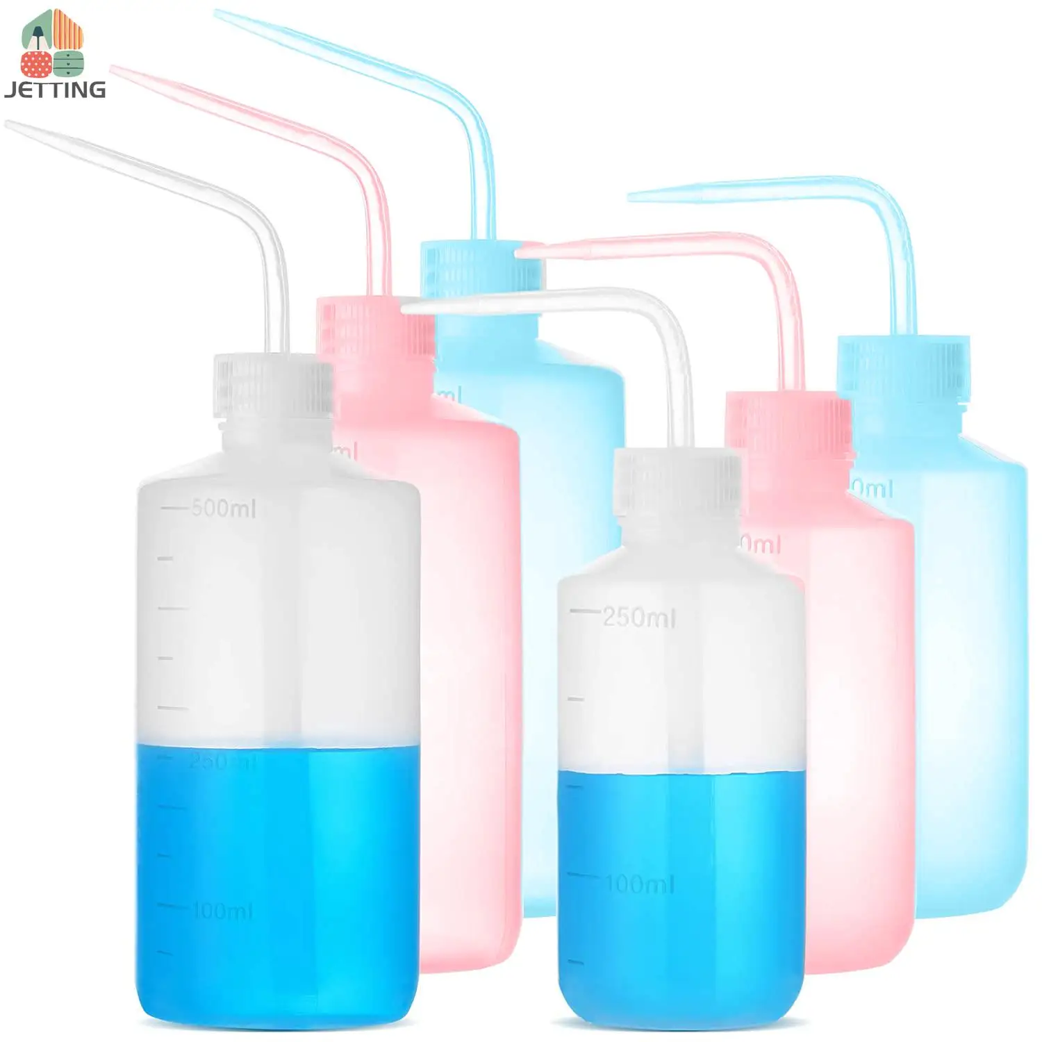 250/500ml Plastic Safety Wash Clean Bottle Lab Non-Spray Squeeze Bottle LDPE Squirt Tattoo With Narrow Mouth Scale