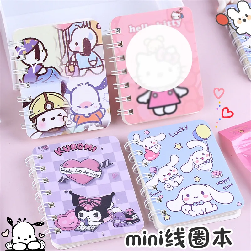 

2023 A7 New 16pcs Sanrio Kuromi Melody Cinnamoroll Coil Book Cartoon Notepad Portable Pocket Notebook Stationery Wholesale