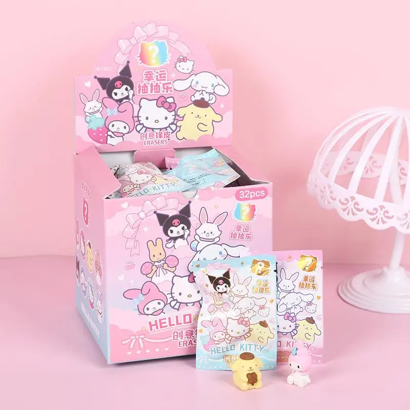 

32pcs Sanrio Eraser Kawaii Mymelody Kuromi Cinnamoroll Creative Cartoon Student Figure Eraser Children's School Supplies