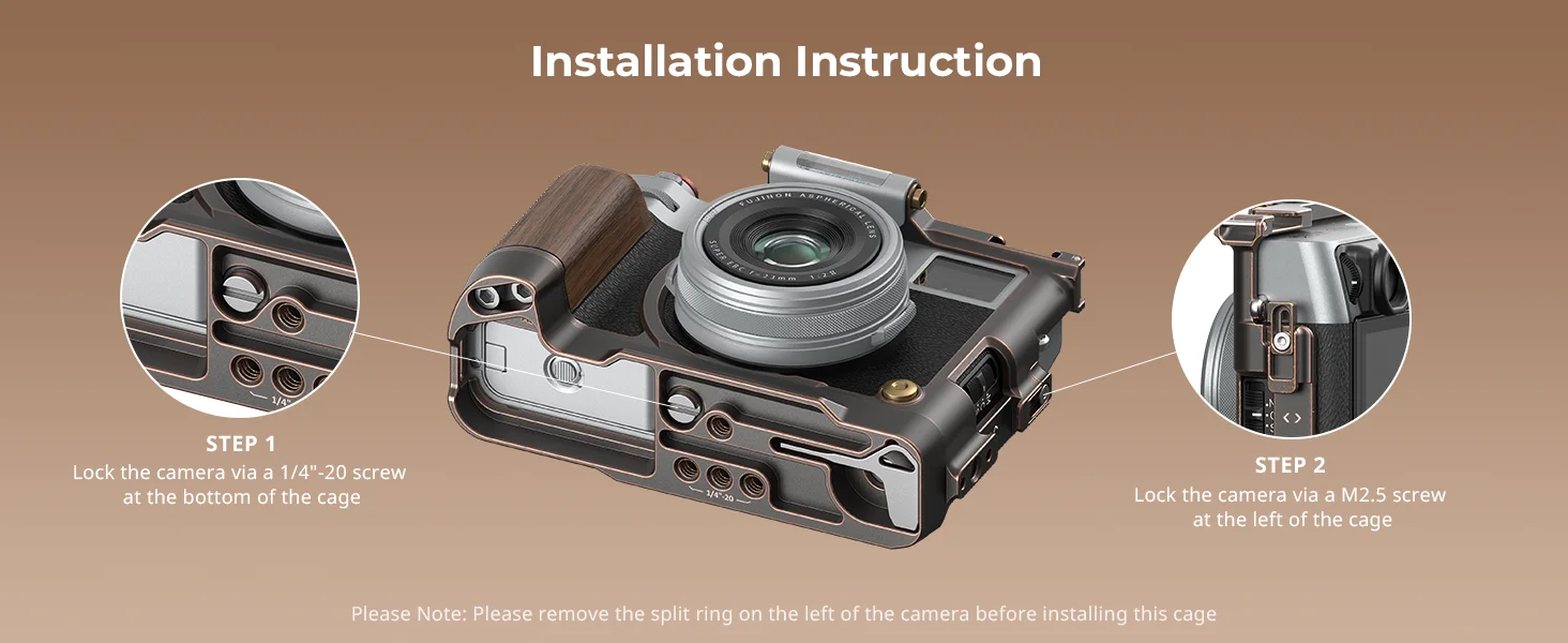 X100VI “Retro” Cage for FUJIFILM X100VI, with Wooden Handgrip, Build-in Arca-Swi