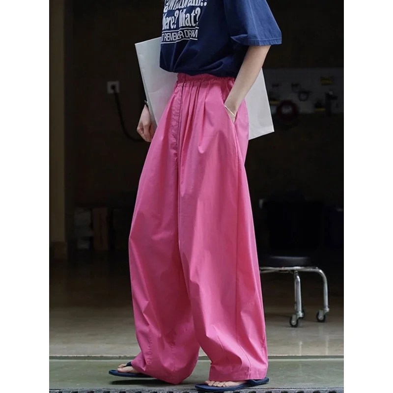 

Deeptown Pink Parachute Cargo Pants Women Japanese Y2k Baggy Wide Leg Trousers Streetwear Hippie Joggers Korean Fashion Female