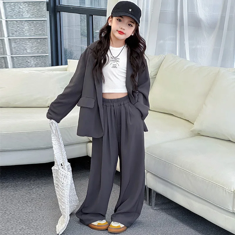 Girls Clothes Suit Autumn Formal Occasion Children Blazer Coat+